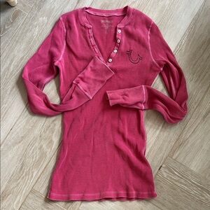 True Religion Red Long Sleeve Henley